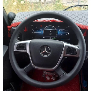 Dikişli Direksiyon Kılıfı Siyah Deri Siyah Dikişli Mercedes Actros 1841 Için (Fotoğraftaki Direksiyonlar)