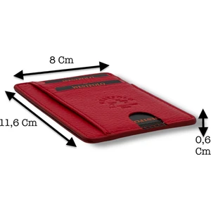 Hakiki Deri Unisex Kartlık - Kırmızı