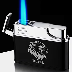 Kişiye Özel Isimli Siyah Gazlı Tasarım Çakmak Kartal Logo Baskılı