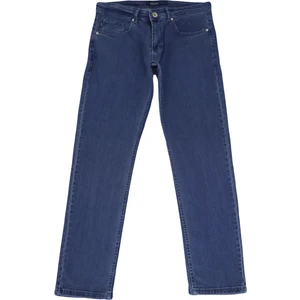 Fistan Store Erkek Koyu Mavi Yüksek Bel Geniş Kesim Boru Paça Büyük Beden Jean Pantolon