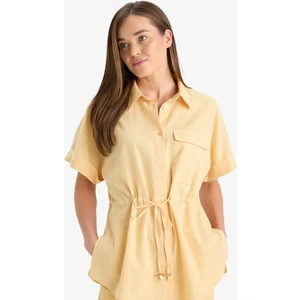 Regular Fit Bağcıklı Flamlı Pamuk Kısa Kollu Gömlek F3416AX25HS