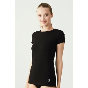 U.S. Polo Assn. Kadın Siyah Kısa Kollu Yuvarlak Yaka T-Shirt 66002