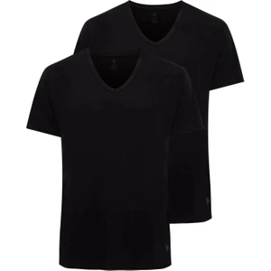 U.S. Polo Assn. - Erkek Battal Siyah 2 li V Yaka T-Shirt