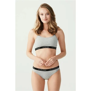 U.S. Polo Assn. Kadın Gri Melanj Büstiyer Slip Set