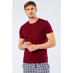 Erkek Bisiklet Yaka Likralı T-shirt Bordo