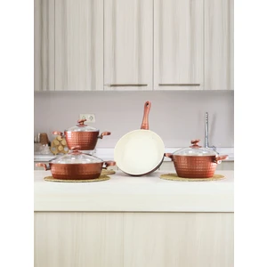 Pro 7 Parça Rose Gold Tencere & Tava Seti Pro 7 Parça Rose Gold Tencere & Tava Seti
