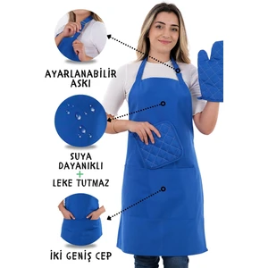 Simple 3'lü Set Ayar Askılı Mutfak Önlüğü Seti (Eldiven, Tutacak)
