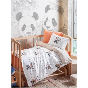 Cotton Box %100 Pamuk Turuncu & Panda Desenli Bebek Nevresim Takımı- Yumuşak Bebek Odası Seti- Box Musico Oranj
