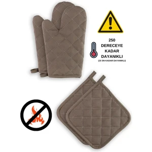 Yanmaz ve Isıya Dayanıklı Fırın Eldiveni ve Tutacak (2 Eldiven, 2 Tutacak)