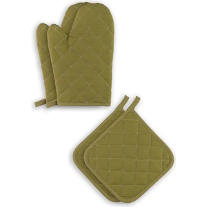 Yanmaz ve Isıya Dayanıklı Fırın Eldiveni ve Tutacak (2 Eldiven, 2 Tutacak)
