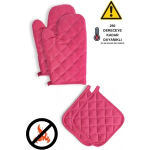 Yanmaz ve Isıya Dayanıklı Fırın Eldiveni ve Tutacak (2 Eldiven, 2 Tutacak)