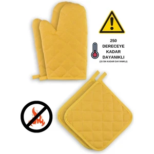 Yanmaz ve Isıya Dayanıklı Fırın Eldiveni ve Tutacak (2 Eldiven, 2 Tutacak)