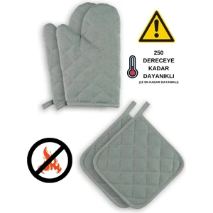 Yanmaz ve Isıya Dayanıklı Fırın Eldiveni ve Tutacak (2 Eldiven, 2 Tutacak)