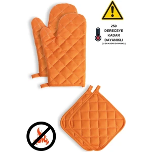 Yanmaz ve Isıya Dayanıklı Fırın Eldiveni ve Tutacak (2 Eldiven, 2 Tutacak)