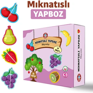 Çocuk Akademi Mıknatıslı Meyve Yapboz Kitabı – Özlem Durhat, 35 Sayfa Ciltli, CE Belgeli Kalın Karton Parçalı Eğitici Kitap