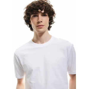 Kısa Kollu Bisiklet Yaka Pamuklu Slim Fit Erkek Basic Tişört