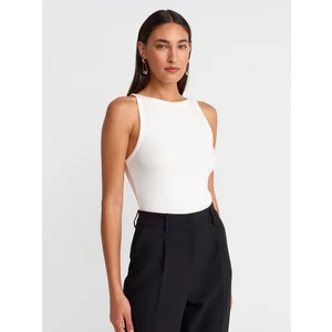 21048 Halter Yaka Top-Ekru