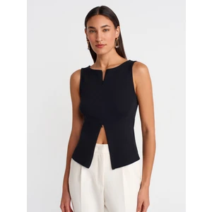 31764 Fermuar Detaylı Top-Siyah