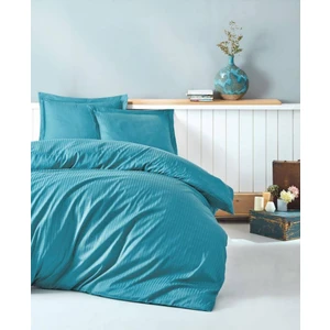 Cotton Box Elegant Stripe Saten Çift Kişilik Nevresim Takımı Turkuaz