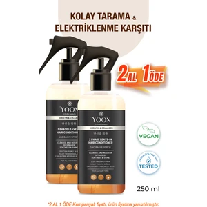 2'li Kolay Tarama Elektriklenme Karşıtı Kolajen ve Kerantinli Vegan Saç Bakım Spreyi 2 Adet x 250ML
