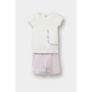 Kız Bebek Pijama Takımı Kısa Kollu Penye Üst Beli Lastikli Şort E1548A525HS