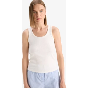 Regular Fit Yuvarlak Yaka Kolsuz Ribana Pijama Üstü-Fall in Love F0110AX25SM