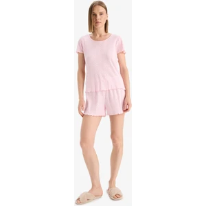 Regular Fit Pijama Takımı Kısa Kollu Üst Beli Lastikli Şort E4335AX25SP