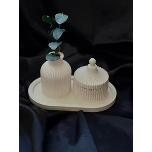 Beyaz Bohem Set Beton Dekoratif Set (3 Parça)