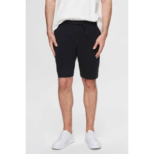 Ds Damat Slim Fit Siyah Beli Lastikli Kordon Detaylı Rahat Pamuklu Örme Şort  3HC13ORT21021