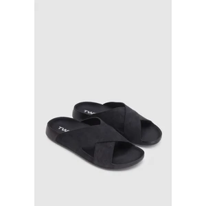 Twn Siyah Çapraz Bant Terlik 4ECT9ORT5010M