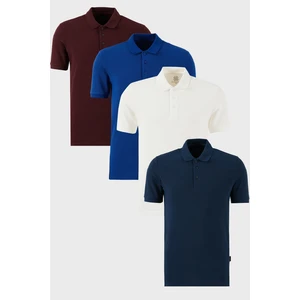 Pamuklu Regular Fit Düğmeli Polo Yaka 4'lü Paket T Shirt Erkek T SHİRT 5902127S4