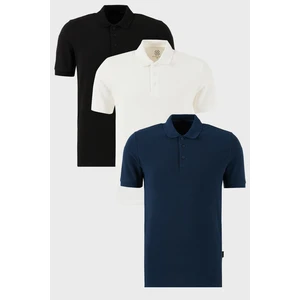 Pamuklu Regular Fit Düğmeli Polo Yaka 3'lü Paket T Shirt Erkek T SHİRT 5902127S3