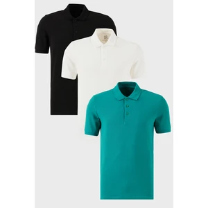 Pamuklu Regular Fit Düğmeli Polo Yaka 3'lü Paket T Shirt Erkek T SHİRT 5902127S3
