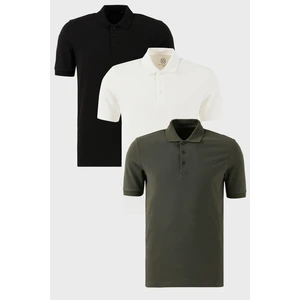 Pamuklu Regular Fit Düğmeli Polo Yaka 3'lü Paket T Shirt Erkek T SHİRT 5902127S3