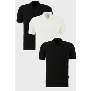 Pamuklu Regular Fit Düğmeli Polo Yaka 3'lü Paket T Shirt Erkek T SHİRT 5902127S3