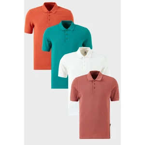 Pamuklu Regular Fit Düğmeli Polo Yaka 4'lü Paket T Shirt Erkek T SHİRT 5902127S4