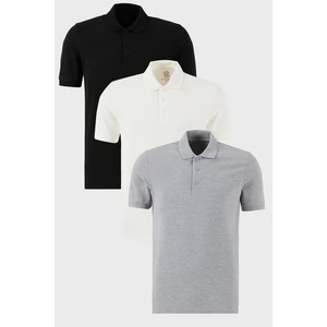 Pamuklu Regular Fit Düğmeli Polo Yaka 3'lü Paket T Shirt Erkek T SHİRT 5902127S3