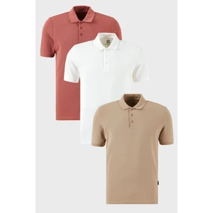 Pamuklu Regular Fit Düğmeli Polo Yaka 3'lü Paket T Shirt Erkek T SHİRT 5902127S3
