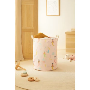 Home Wave Deniz Kızı Desenli Çocuk Odası Oyuncak Sepeti Pembe 33 x 40 cm Şık ve Eğlenceli