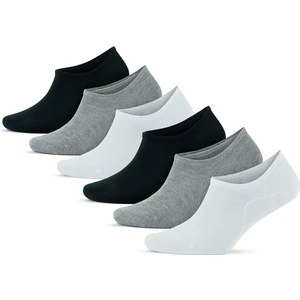 6'lı Beyaz Gri Siyah Bambu Elastan No Show Görünmez Dikişsiz Sneakers Erkek Çorap 3103