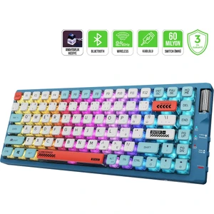 Sense Tkl Rgb Wireless/bluetooth/kablolu Mekanik Red Switch Gaming Klavye