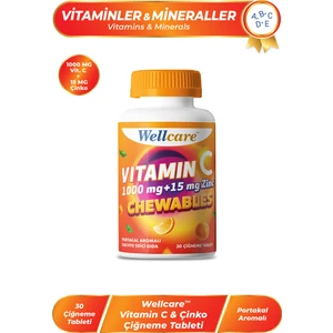 Vitamin C 1000 mg + Çinko 15 Mg 30 Çiğneme Tableti