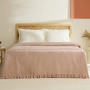 Karaca Home Maye %100 Pamuk Fırfırlı Çift Kişilik Tek Pike Somon