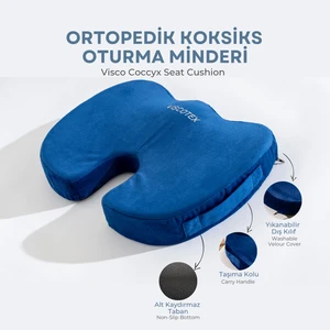 Visco Ortopedik, Kaydırmaz Tabanlı, Ofis, Araba, Koksiks Oturma Minderi, 45X34X7CM