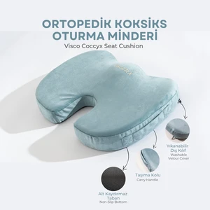 Visco Ortopedik, Kaydırmaz Tabanlı, Ofis, Araba, Koksiks Oturma Minderi, 45X34X7CM