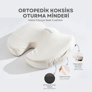 Visco Ortopedik, Kaydırmaz Tabanlı, Ofis, Araba, Koksiks Oturma Minderi, 45X34X7CM