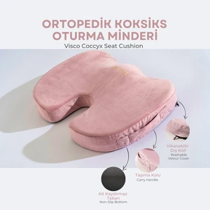 Visco Ortopedik, Kaydırmaz Tabanlı, Ofis, Araba, Koksiks Oturma Minderi, 45X34X7CM