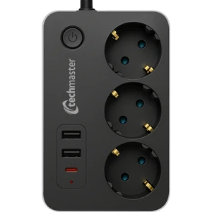3lü Kare Priz 2mt USB ve Type-C Girişli Çocuk Korumalı Akım Koruyucu
