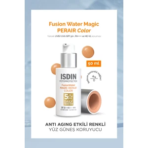Isdın Fotoprotector Fusion Water Magic Repair Color SPF50 50ML | Cilt Esnekliğini Destekleyici Renkli Yüz Güneş Kremi