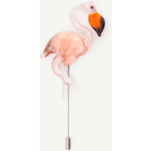 El Yapımı Flamingo Figürlü Cam Broş